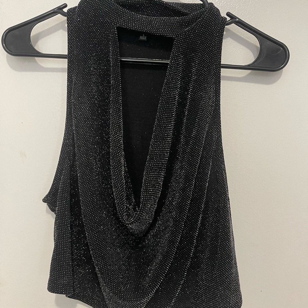 Chic Black Sparkle Crop Top